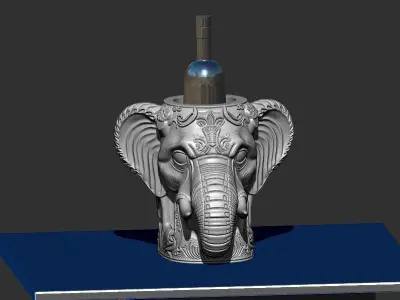  Elephant head Wine Holder 3D print model