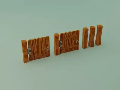 Lowpoly fences pack Unity VR AR ready Free low-poly 3D model
