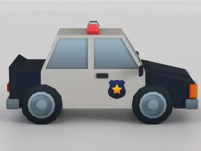 Cartoon Low Poly Car 05 - Police Car Low-poly 3D model