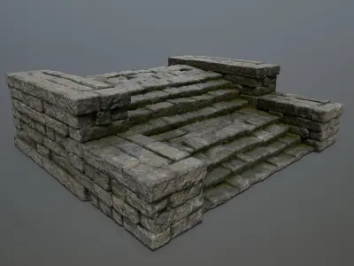 Ruin Stairs Low-poly 3D model