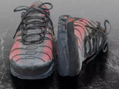 NIKE AIRMAX PLUS BLACK REFLECTIVE 3D SHOES Low-poly 3D model