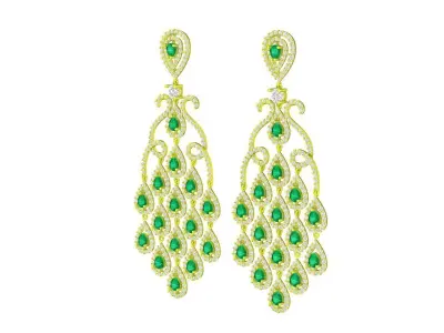 5835 asian luxury diamond earrings 3D print model