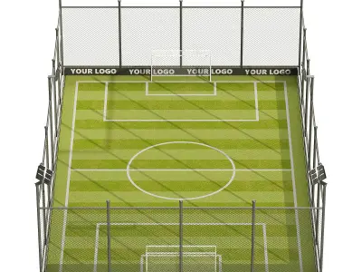 Mini-football field with night view Low-poly 3D model