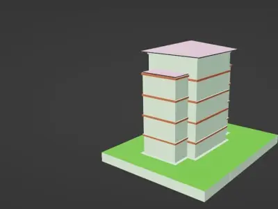 Low Poly Hospital Building 3D Model Low-poly 3D model