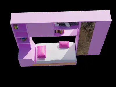 lit avec armoire  Free 3D model