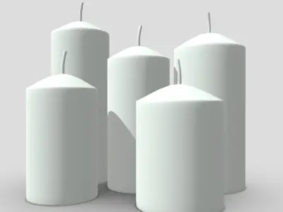 Candle Set four cylinders Low-poly 3D model