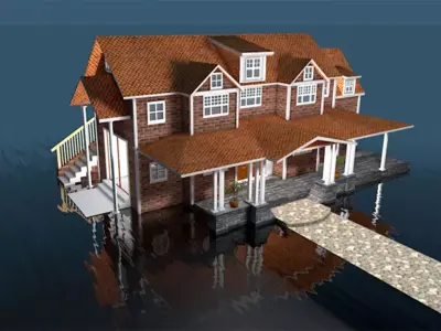 house 5 floating in water Low-poly 3D model
