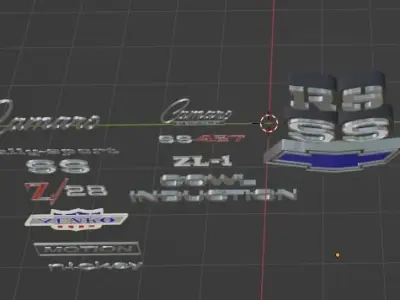1969 Chevrolet Camaro Badges Low-poly 3D model