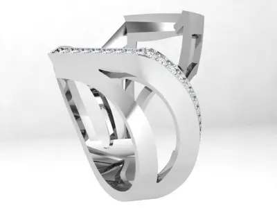 Hexagon Diamond Unique Ring 3962 3D print model