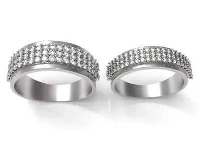 Elegant Couple Ring with Sparkling Gems 3D print model