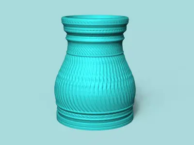 Vase 12 with Plate - Simple Plant Pot - Home Decor 3D print model