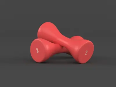 Yoga Mat and Dumbbells 3D model