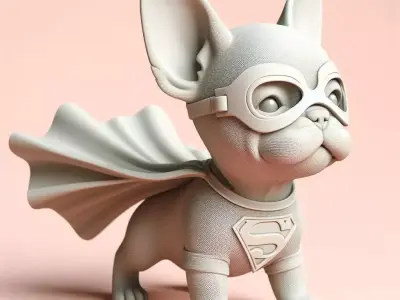 Superhero French Bulldog Puppy 3D print model
