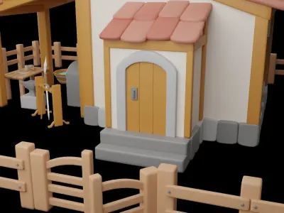 Low poly Blacksmith House Free low-poly 3D model