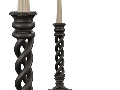 Decorative Candlestick Holder -  Antique Twisted Candle Stand 3D model