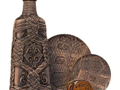 decorative set of bottles 3D Model Collection