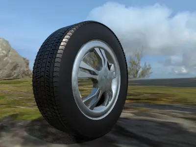 Car Rim and Tire Low-poly 3D model