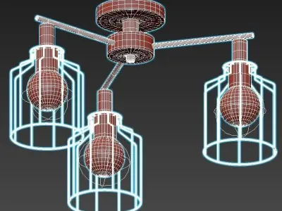 escada three light fixtures with metal cages 3D model