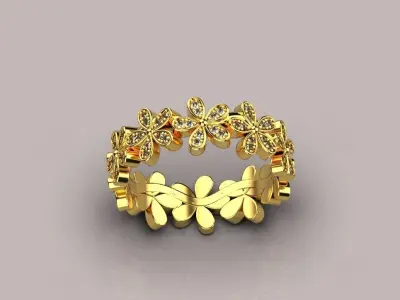 Flowers ring Low-poly 3D model