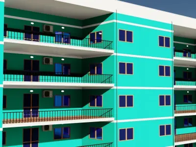 Realistic residential city building model 3D Low-poly 3D model