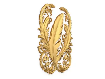 feather decor set wall mural 07 3D model