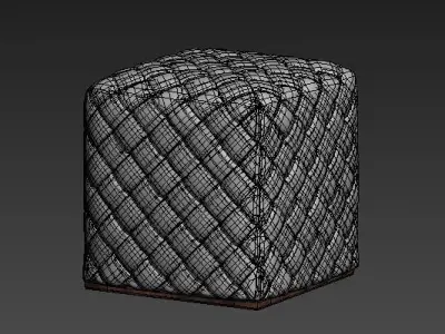 Footstool quilted pouf 3D model