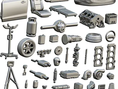 Car Parts Diorama Pack 3D print model