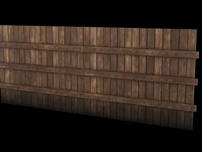 Wood Fence Low-poly 3D model