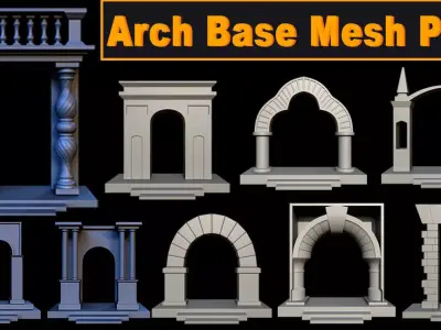 35 Arch Base Mesh Pack Low-poly 3D model