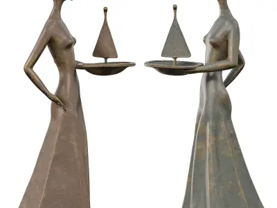 Balance of Life Abstract Female with Sailboat Low-poly 3D model