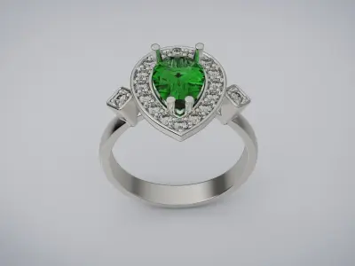 Emerald ring 3D print model 4