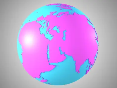 Solid Color Pink Blue Globe 3D model