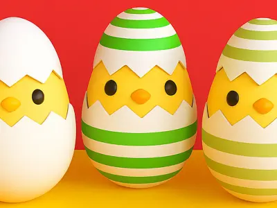 Easter Eggs Chicken  Low-poly 3D model