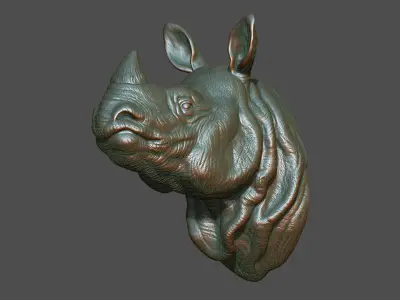 Indian rhinoceros bust 3D print model