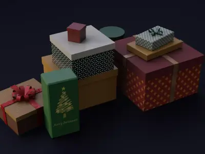 Christmas presents Low-poly 3D model