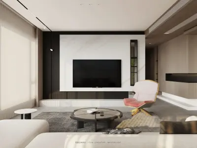 Modern Elegance - 3D Living Dining and Bedroom Spaces 3D model