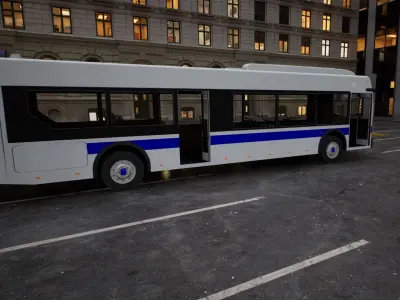 Sity Bus PBR with interior Low-poly 3D model