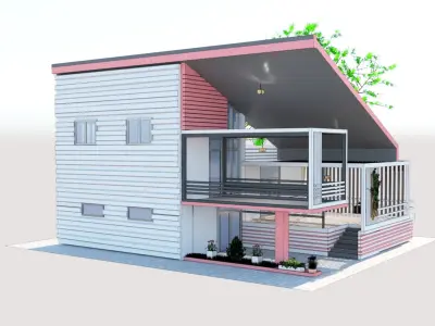 Exterior  Modern House Free 3D model