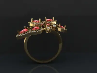 PEAR RUBY AND DIAMOND RING 3D print model