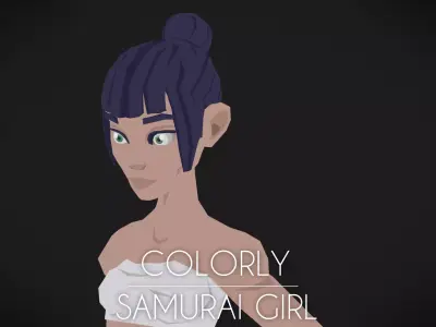 Colorly - Samurai Girl - Game Ready - Rigged - Customizable Low-poly 3D model