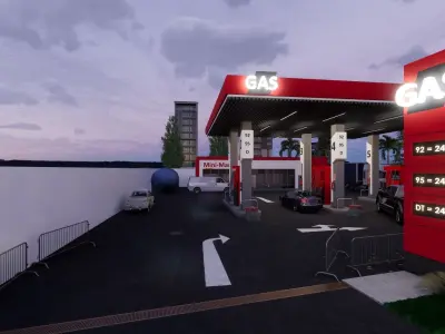 GAS STATION Low-poly 3D model