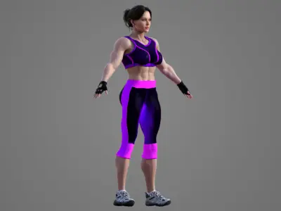 Caucasian Fitness Trainer Girl 3D model