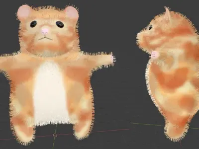 Hamster Bear Rigged Animal Character Game Ready Low-poly 3D model