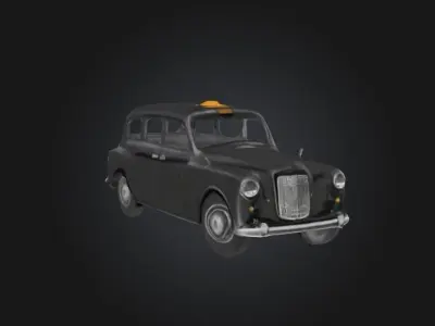 Black London Taxi Low-poly 3D model