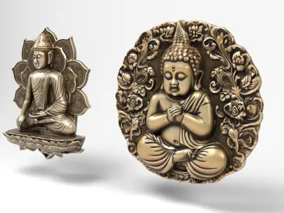 Buddhas 2 Low-poly 3D model