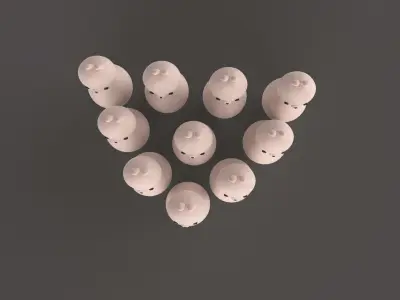 Cartoon Rabbit Bowling And Ball Bowling Low-poly 3D model