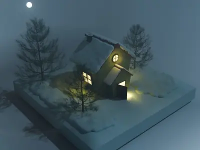 Winter Animated Snow House Free 3D model