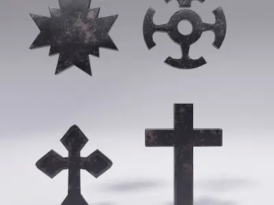 Cross Christ symbols set 3d model  Low-poly 3D model