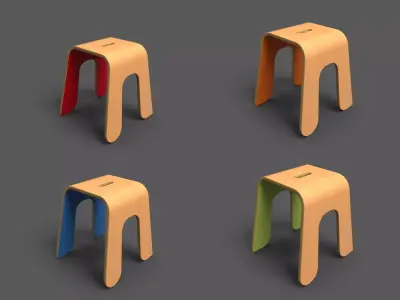 Wooden Stool 26cm Low-poly 3D model