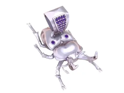 Golden Beetle Armor PendantLuxury Insect Jewelry 3D Model  3D print model